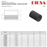 BSP Female Socket Adaptor, Hex & Round, BS | TTA Hydraulics