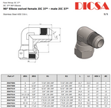JIC Male to Female Swivel Elbow Adaptor, E-MJ-FJ-90