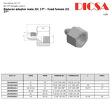 JIC Male to Female Fixed Adaptor, MJ-FJ-STR